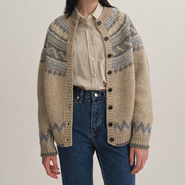 the Rye ザ ライ ノルディック 赤ちゃん カーディガン ベージュ ニット セーター 女性 衣料品 ラブリーデイリー日常着秋冬アウター