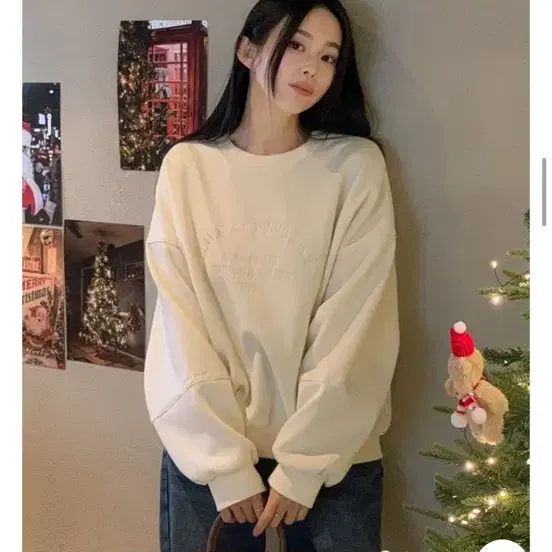 기모 맨투맨 아이보리