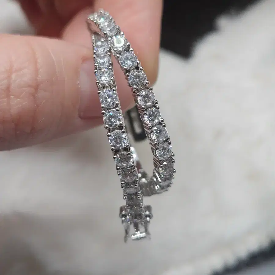 실버 테니스 팔찌 3mm 18cm