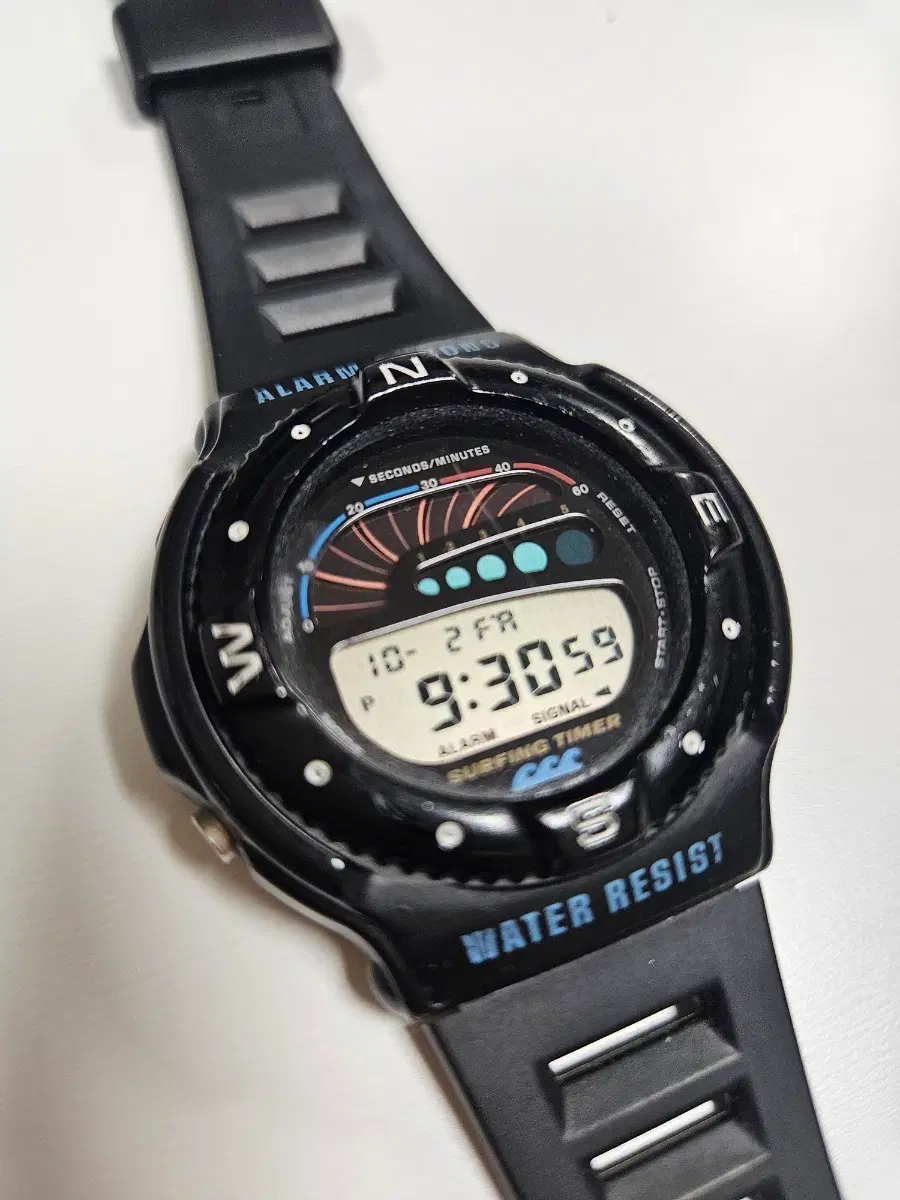 빈티지 CASIO 카시오 SUF-100 서핑 타이머 시계 블랙