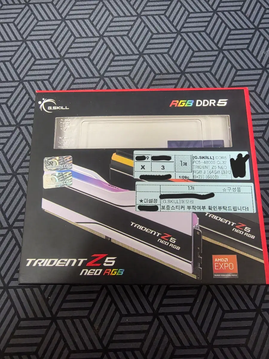 [G.SKILL] DDR5 PC5-48000 CL32 TRIDENT Z5 NEO RGB J [64GB (32GB*2)] (6000) 판매