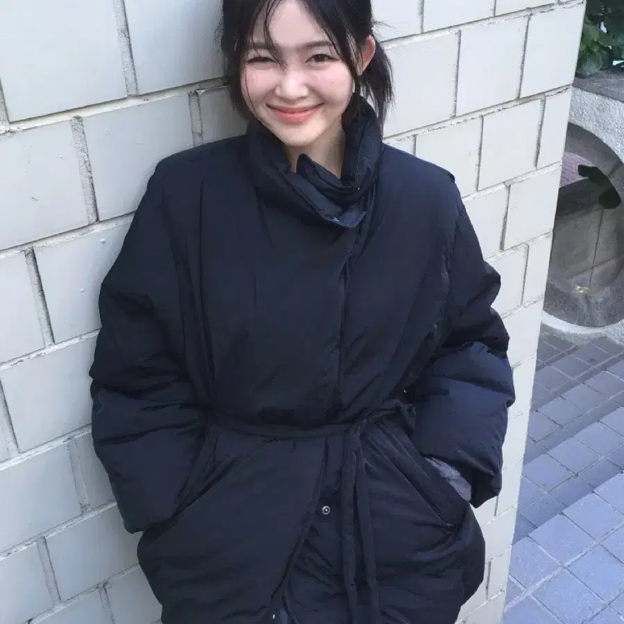 올리브데올리브 하이넥 벨티드 구스 다운