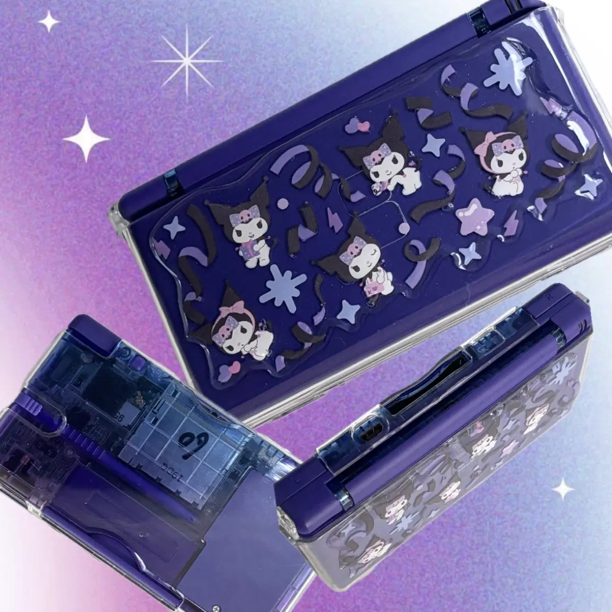 닌텐도 DS Lite 퍼플블루 클리어 하우징 + 레진케이스