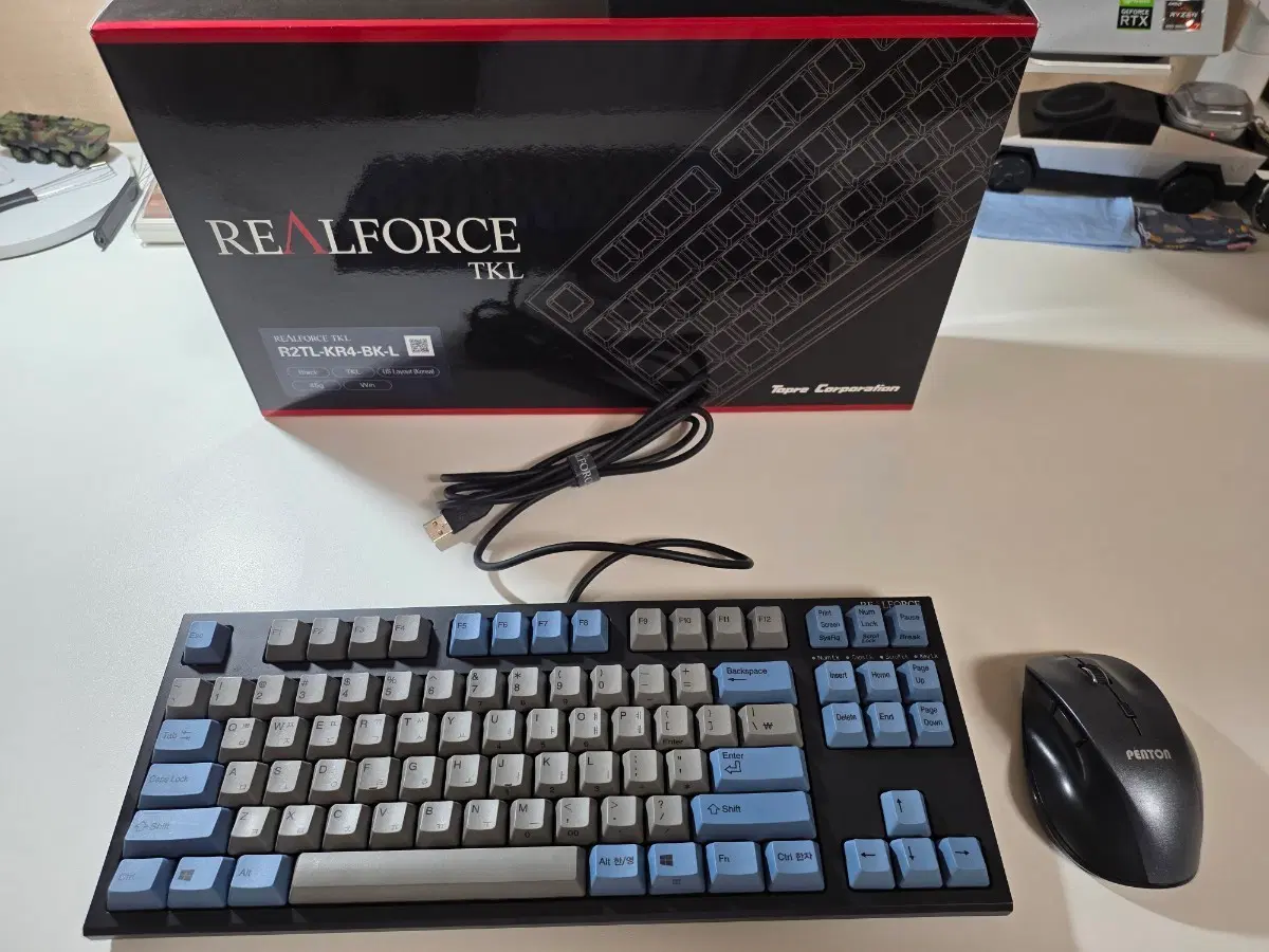 풀윤활 리얼포스R2 TKL 토프레 무접점 45g 블루그레이 키보드