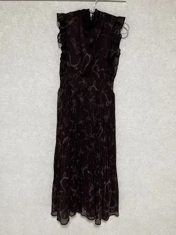 tocco closet 리본 프린트 원피스 브라운