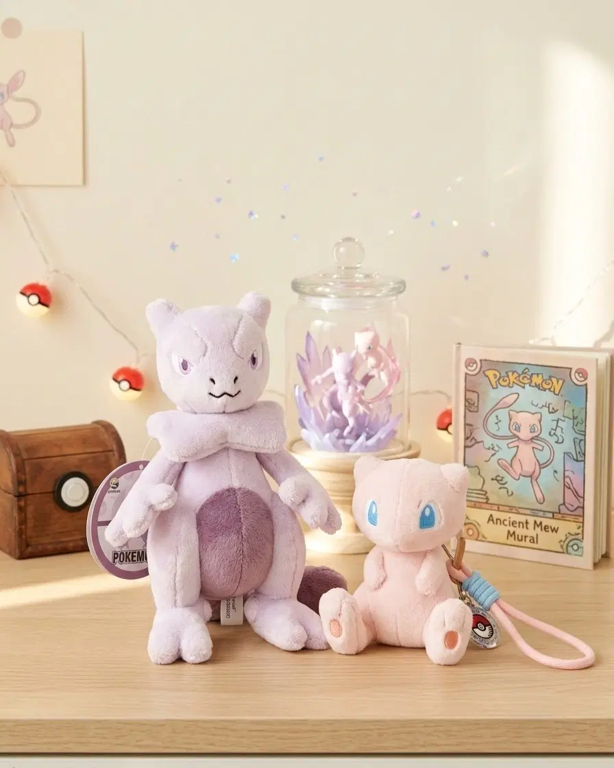 포켓몬 뮤츠&뮤 인형 키링 세트