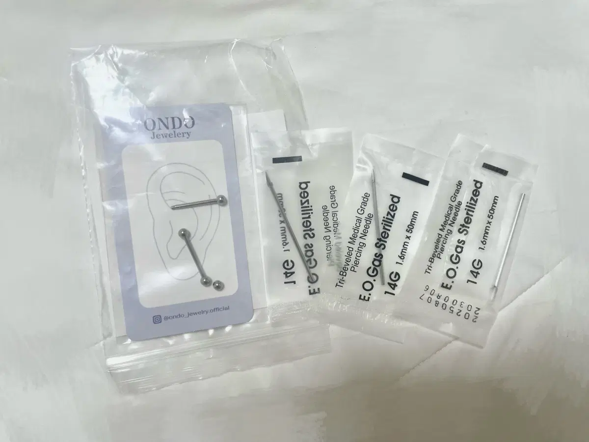 피어싱 니들 멸균 바늘 14G 14게이지 혀피어싱 16mm 19mm 포셉 집게