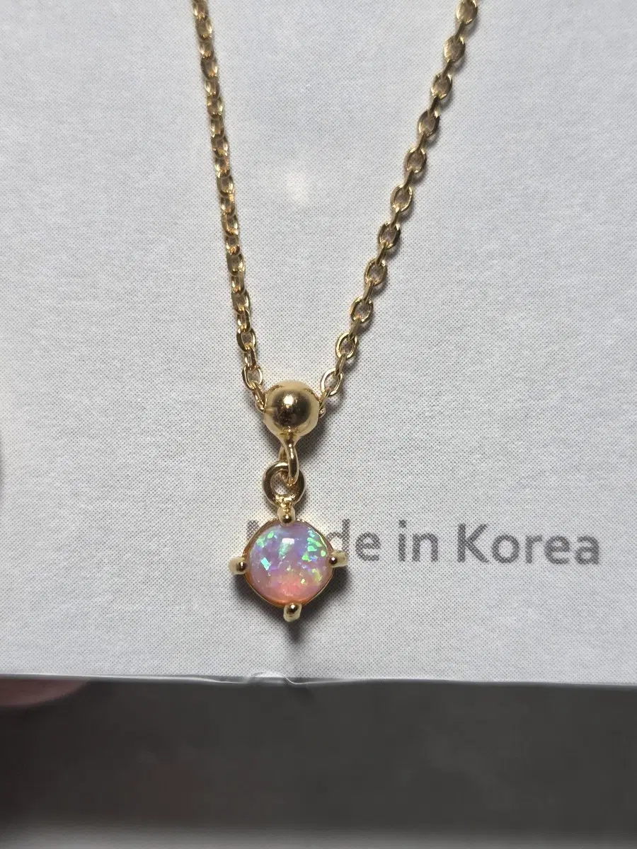 골드 칼라 실버 목걸이 오팔 원석 펜던트