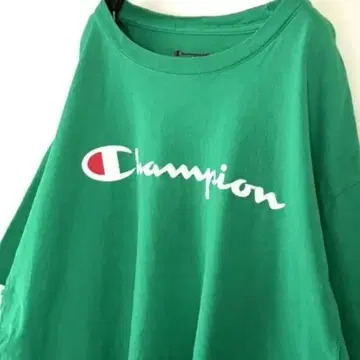챔피온 Champion 로고 T셔츠 L 그린 녹색 구제 의류
