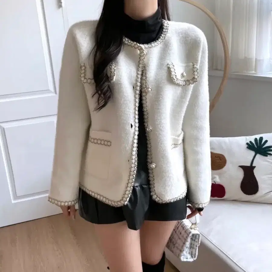 (새상품) 진주 가디건 자켓
