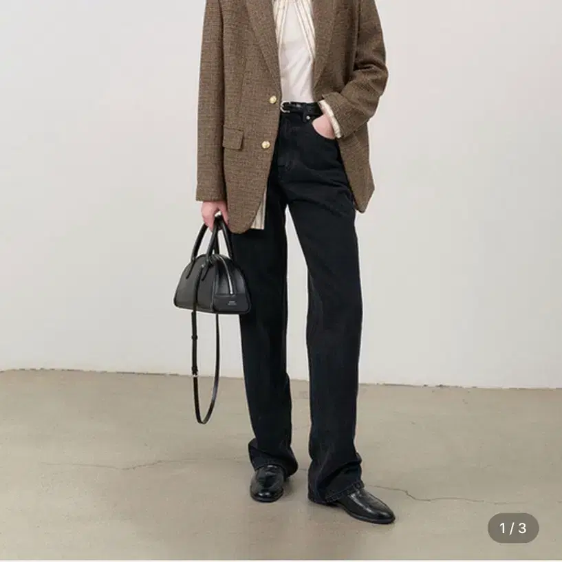 던스트 흑청 데님 wide leg new jeans