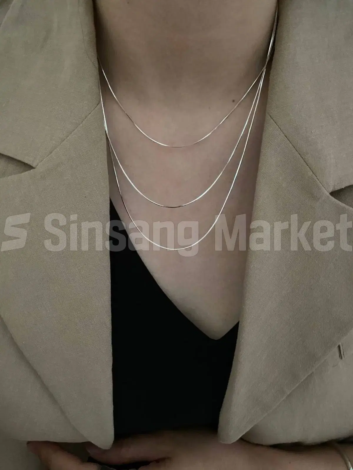 [빠른발송] 실버 뱀줄 체인 목걸이 40cm 45cm 50cm