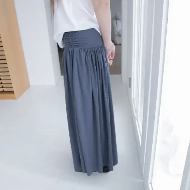오무수히 롱 스커트 shirring banding long skirt(CHARCOAL)