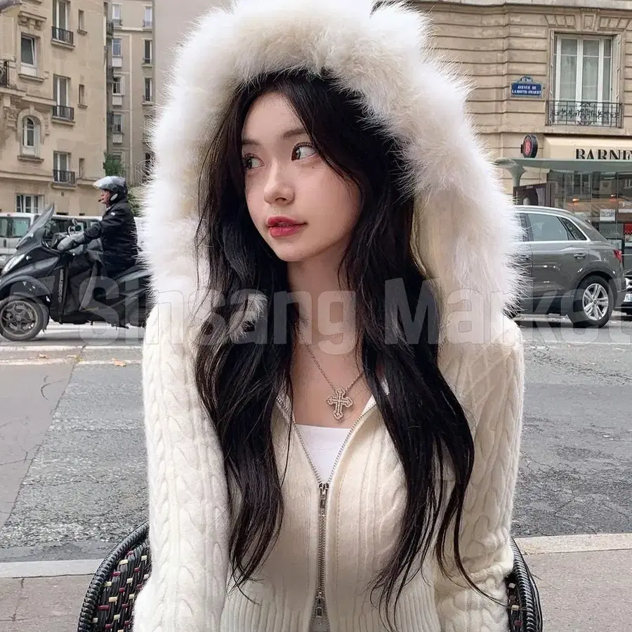 [빠른발송] 벨리 퍼후드 꽈배기 니트집업 털후드가디건 슬림핏 발레코어 키