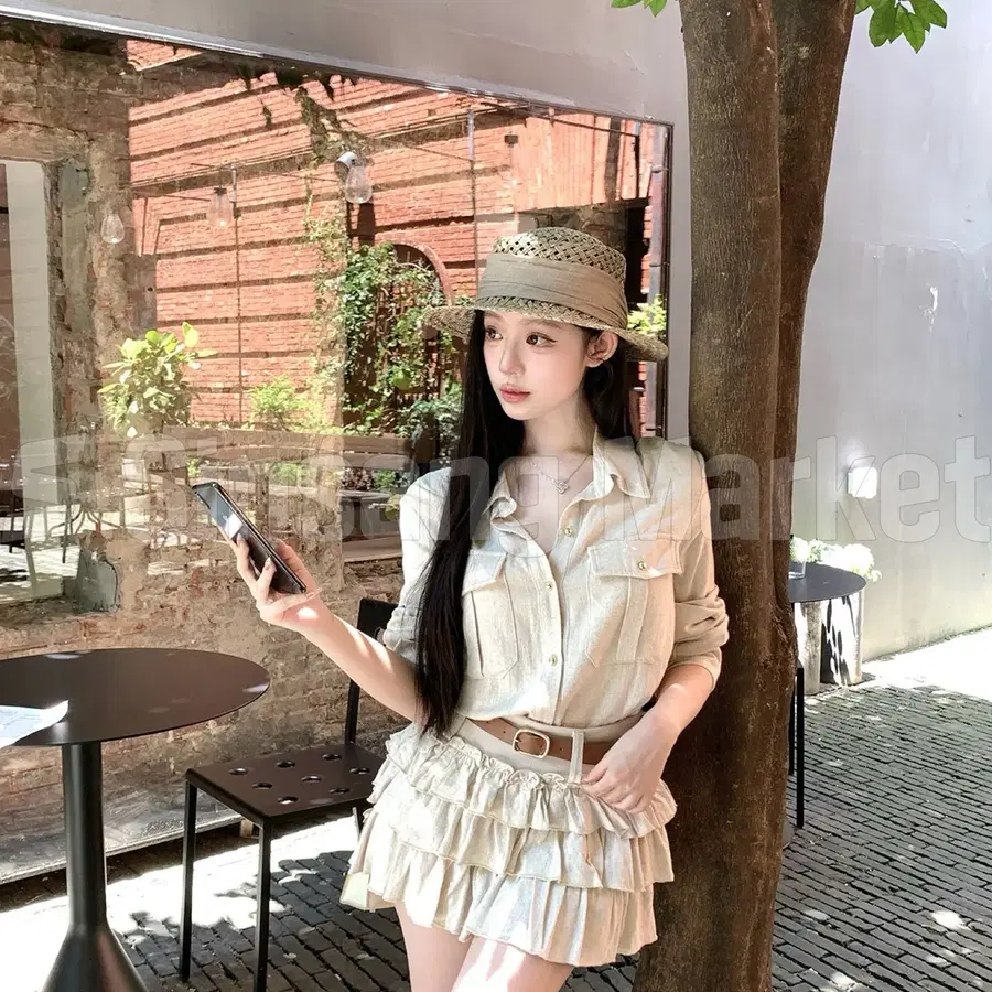 [빠른발송] 가을 투피스 키미 셔츠 캉캉 미니스커트 벨트세트 여리핏 청순