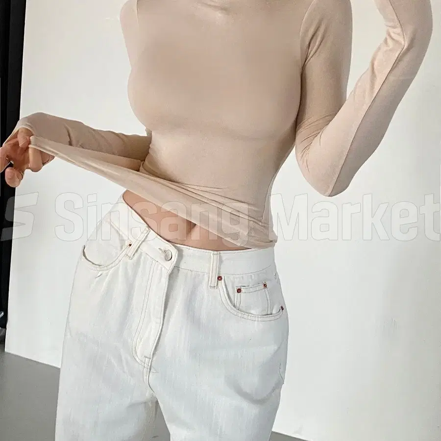 [빠른발송] 거즈폴라T 사계절판매 심플 무지 캐주얼 섹시 시스루 쫄티 롱
