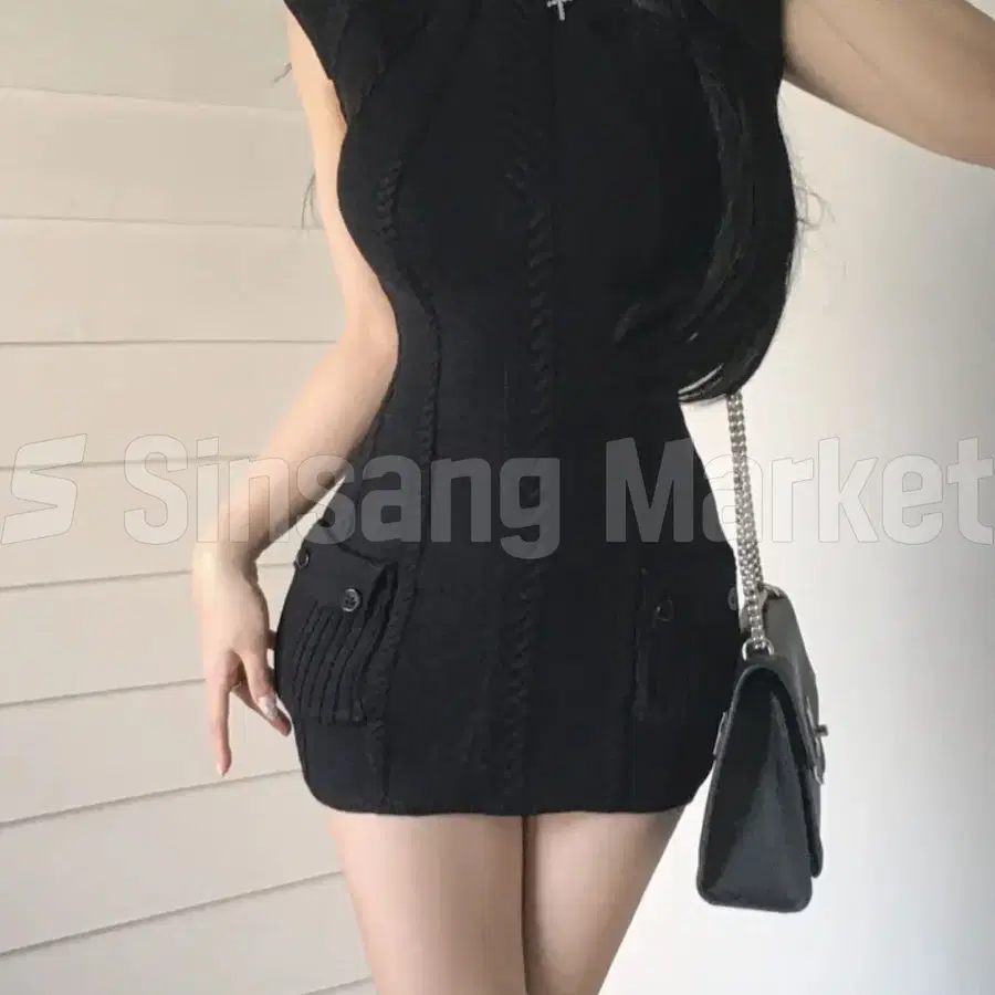[빠른발송] 랄프ops 없음 미니원피스 케이블 니트포켓 섹시 슬림핏 파티