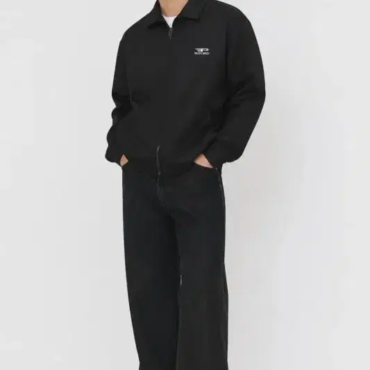 PACIFIC 남성 블랙 집업 카라 바람막이 자켓 포켓 베이직 캐주얼 빈티지룩 [XL]