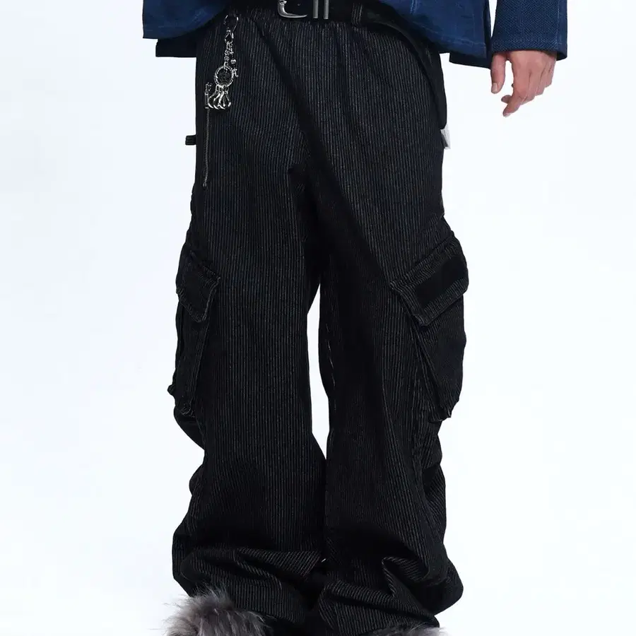 RSSC WRINKLE MIXED STRIPE CARPENTER DENIM PANTS BLACK 데님 팬츠 바지 2