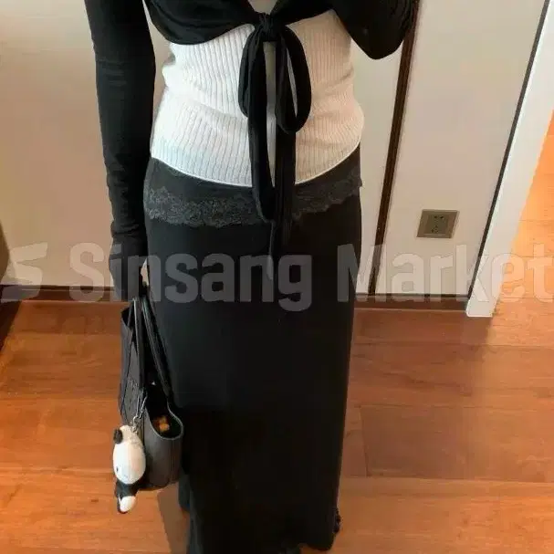 [빠른발송] 깔롱sk 레이스 레이어드 롱치마 미디스커트 데일리 캐주얼룩