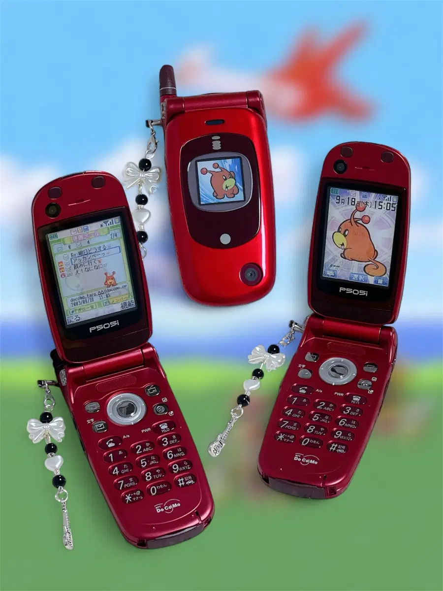 [반자동] 캐릭터 렌티큘러 목업폰 고전 도코모 일본 빈티지 레트로 모형폰 y2k docomo