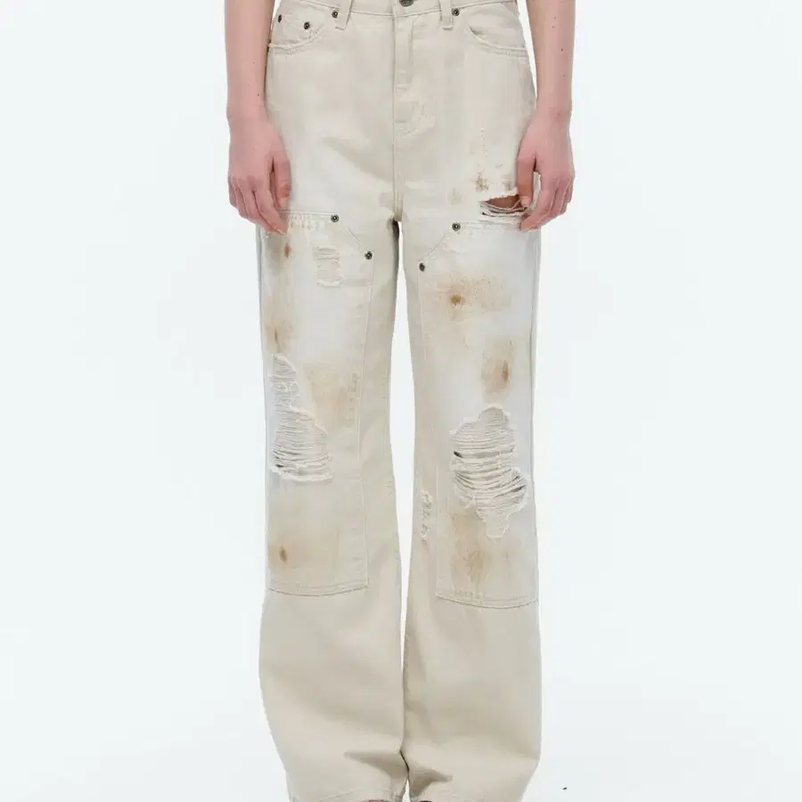 미드나잇무브 st add pants IVORY 워싱 데님 팬츠 청바지 S