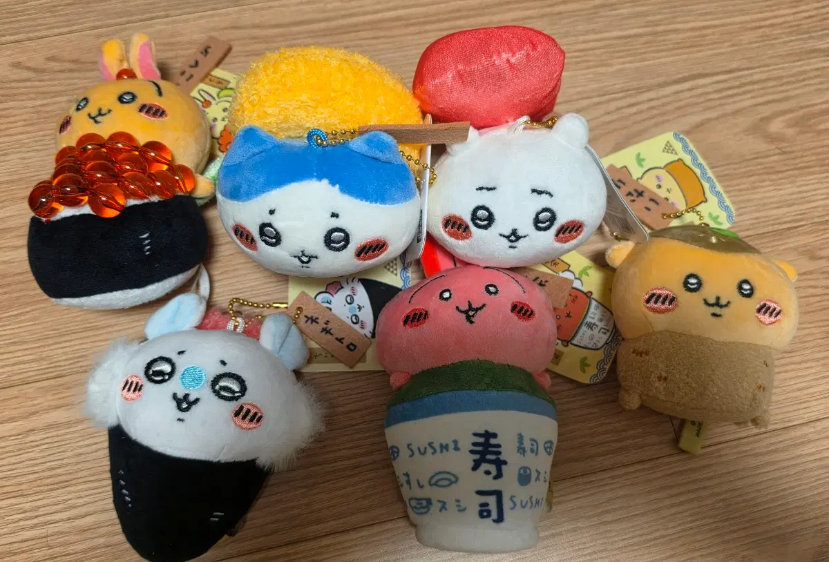 택포 9.5) 먼작귀 치이카와 초밥 스시 인형 키링 굿즈 6종 일괄