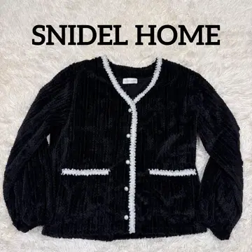 SNIDEL HOME 보아 플리스 가디건 블랙 파이핑 펄 F
