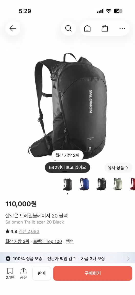 살로몬 트레일블레이저 20 블랙