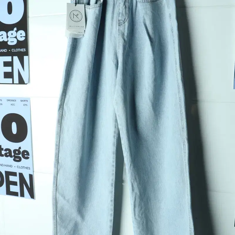 W(S) 밀리언코르 청바지 데님 새상품 와이드핏 연청 아메카지-P11100