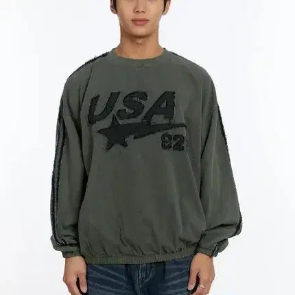 앤드모어 USA 823 피그먼트 크랙 맨투맨