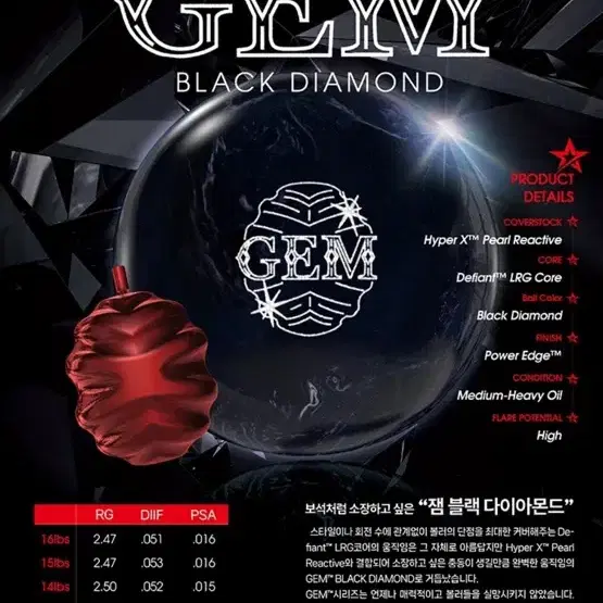 GEMブラック ダイヤモンド ボウリングボール