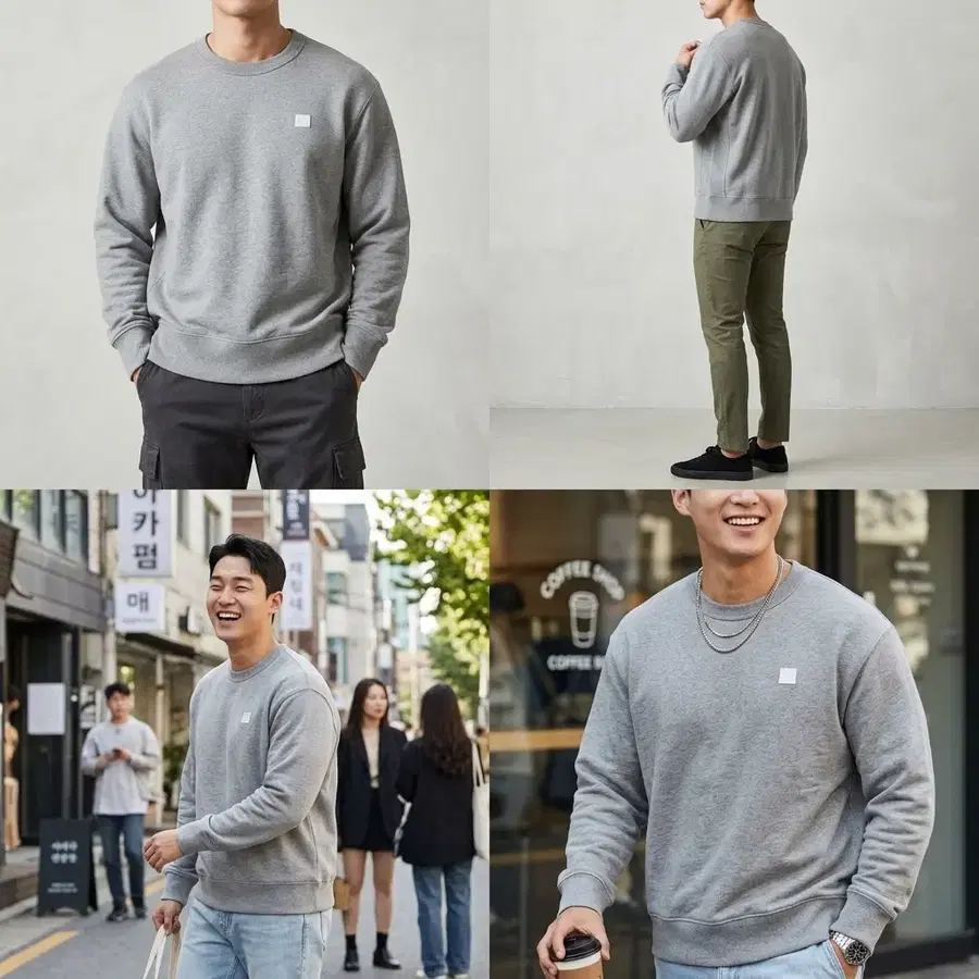 아크네 스튜디오 페어뷰 페이스 로고 맨투맨 그레이 L (105)