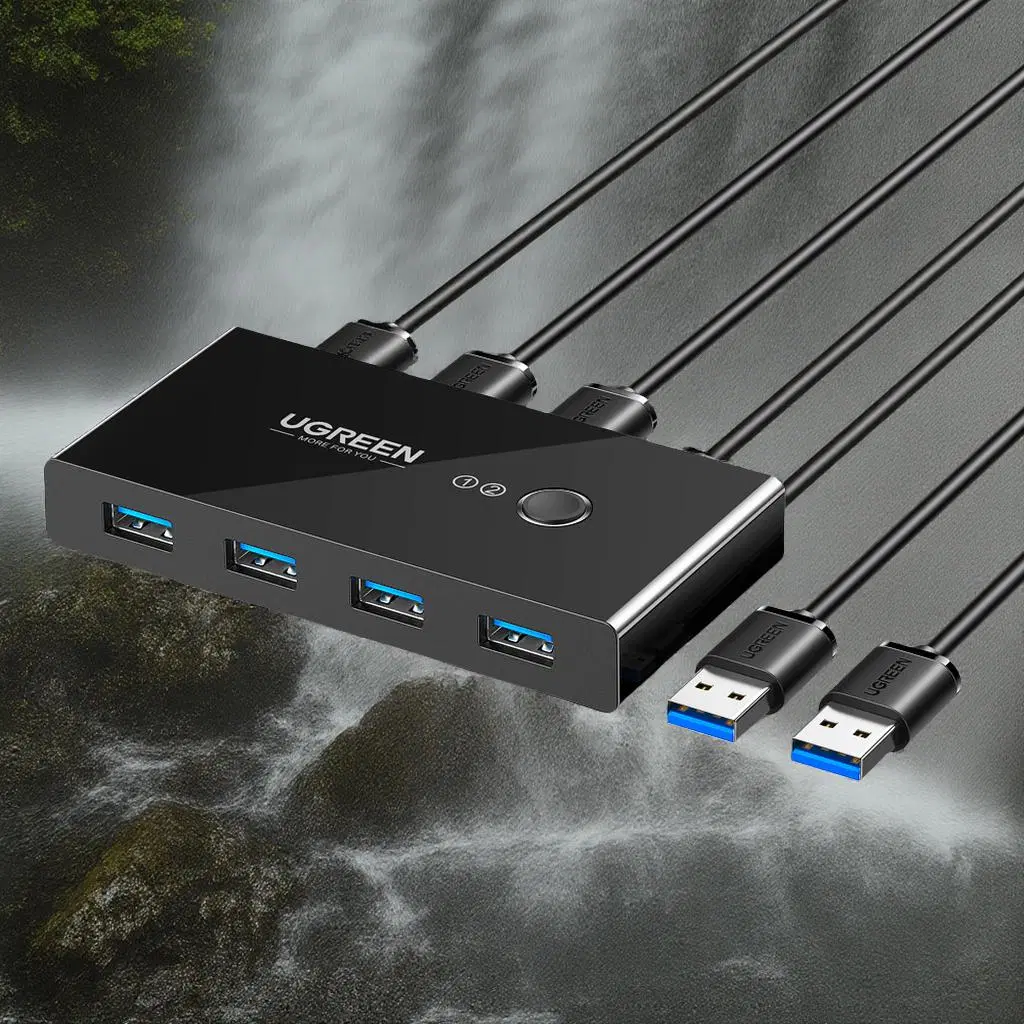 유그린 스위치허브 USB3.0 KVM 스위치 4포트 멀티허브