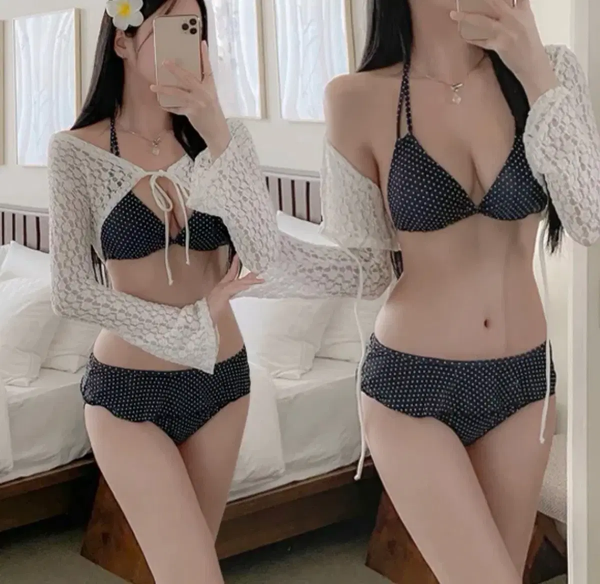 당고언니 리센느레이스가디건도트비키니SET 레이스볼레로비키니세트 커버업비키니
