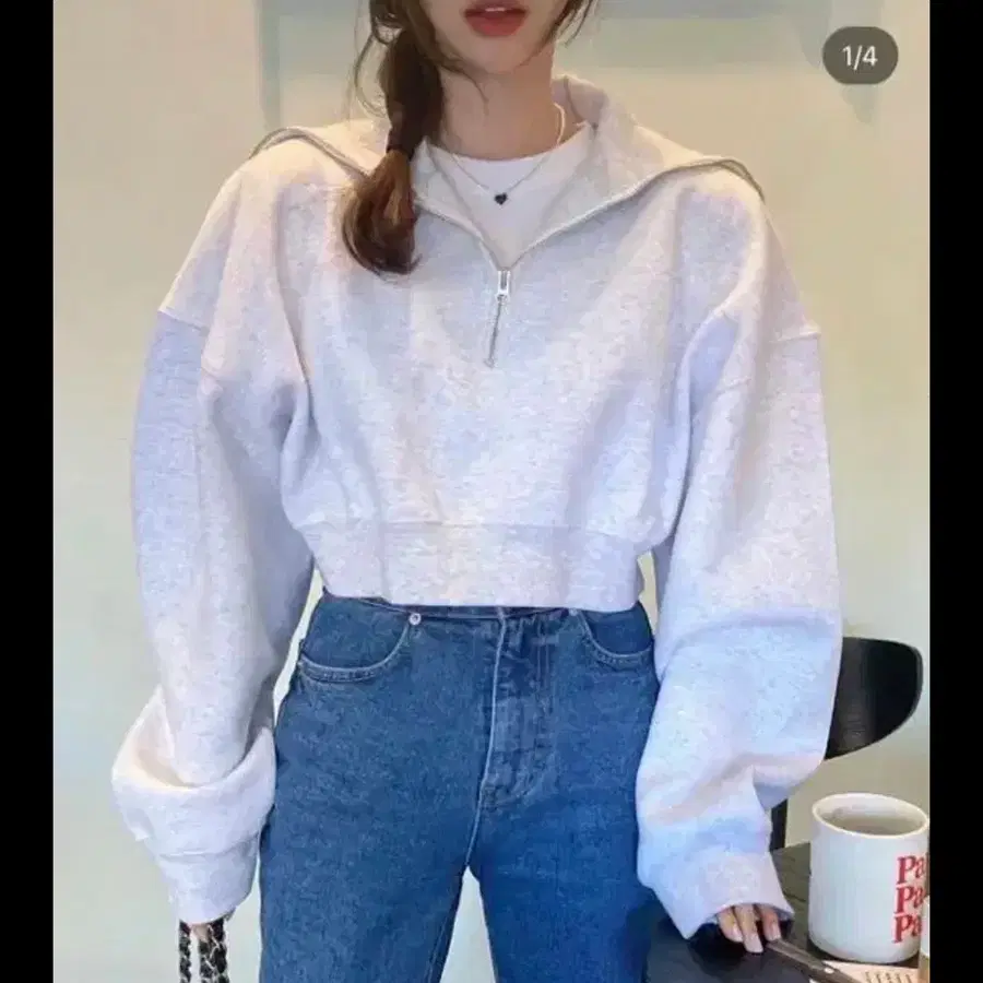 러브미우 크롭 맨투맨