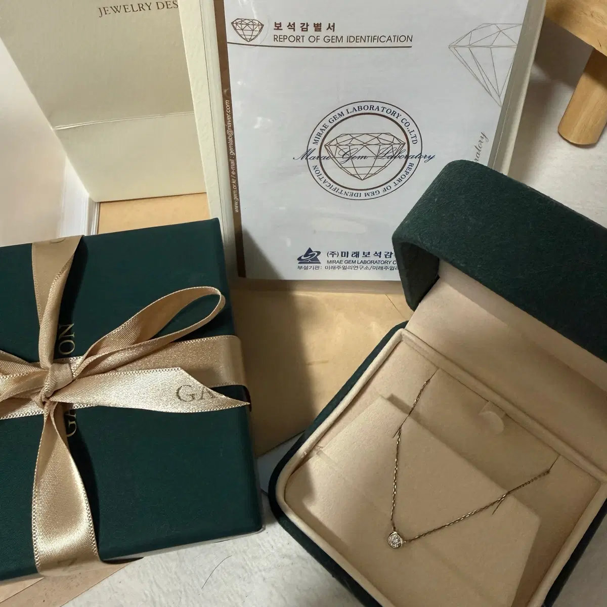 랩다이아 14k 베이지 목걸이
