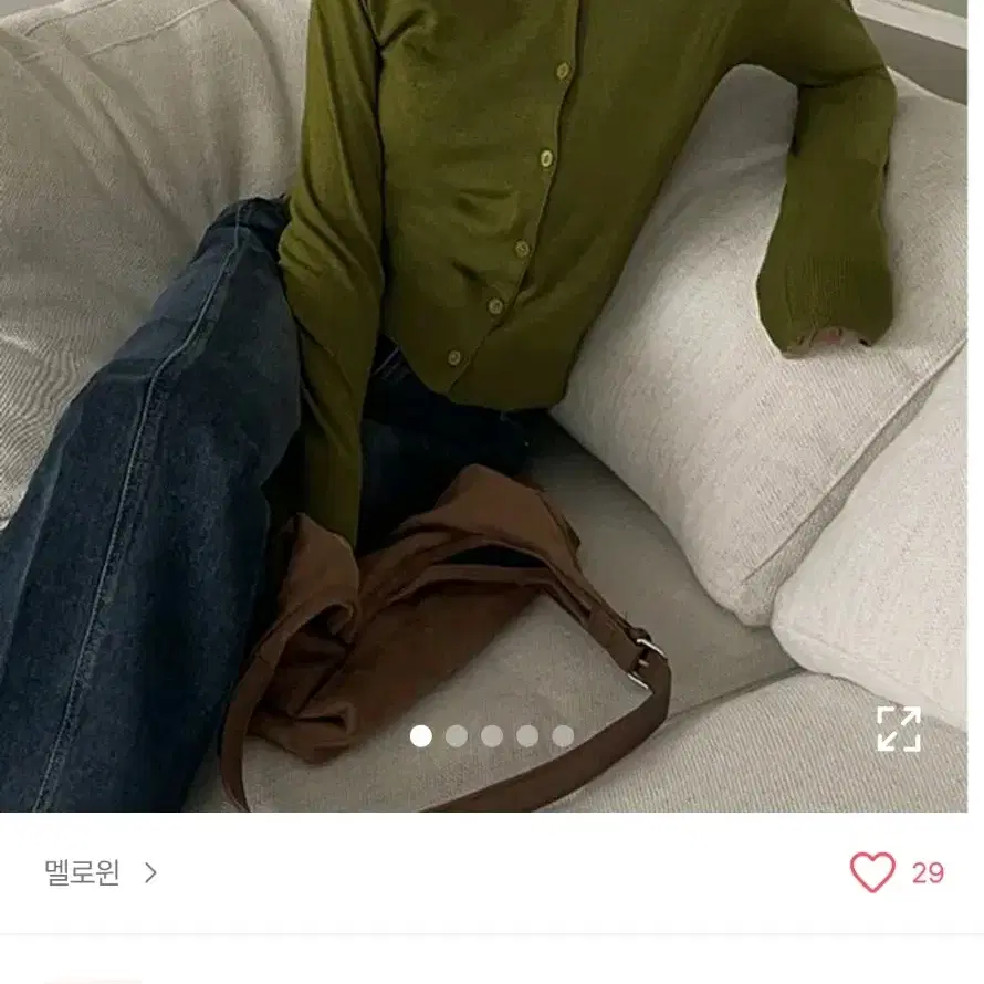 라운드 니트가디건 [올리브/블랙]