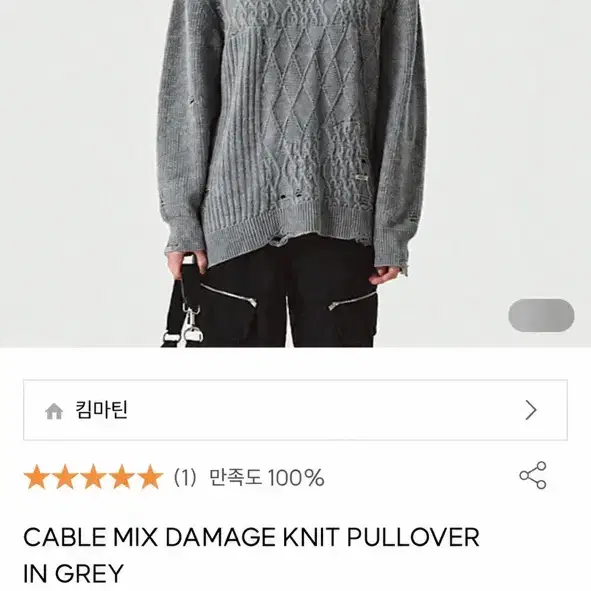 킴마틴 마뗑킴 케이블 믹스 데미지 니트 풀오버