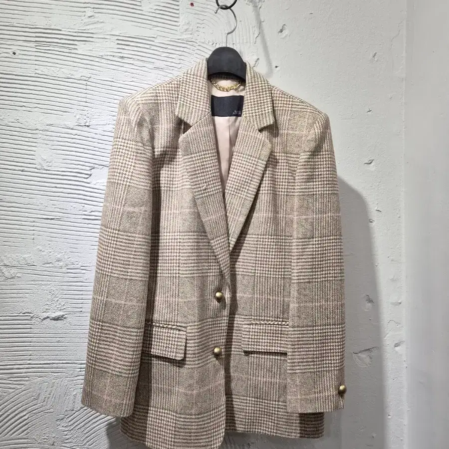 강시스터 체크 모직 자켓