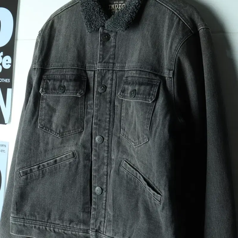 (XL-2XL) 스파오 집업 바람막이 점퍼자켓 쉐르파 데님-H40342