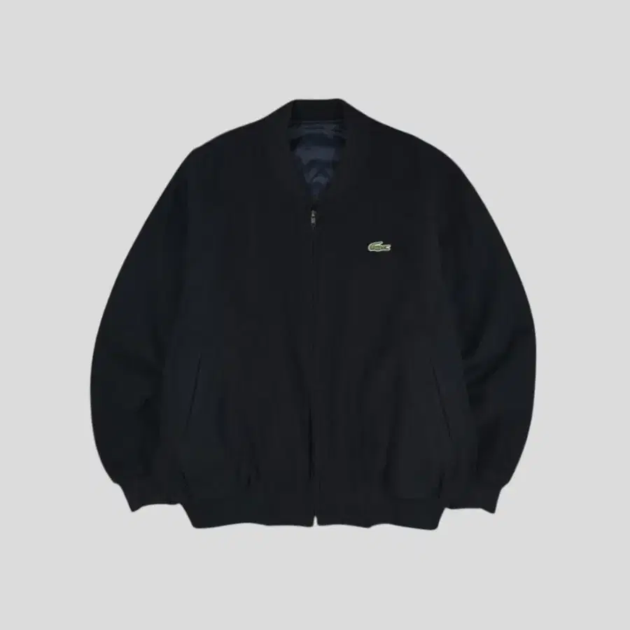 라코스테 서광 00s 블랙 크록패치 이너퀼팅 울블렌드 모직 블루종 캐주얼자켓 2XL