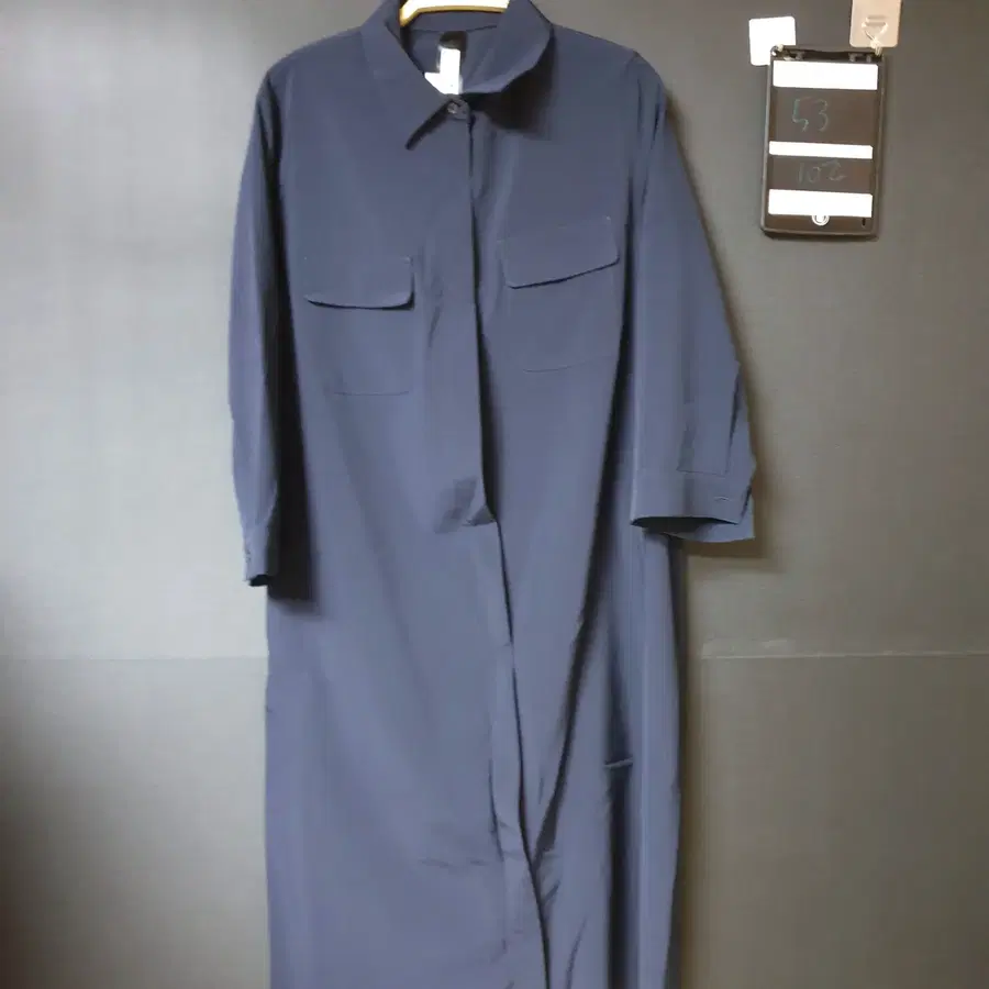 진짜만원 마리아꾸르끼 스판있는 셔츠원피스 77 롱 네이비