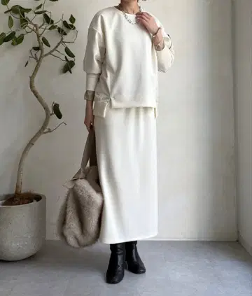 DOUDOU MA1 포켓 풀오버 + 타이트 스커트 세트