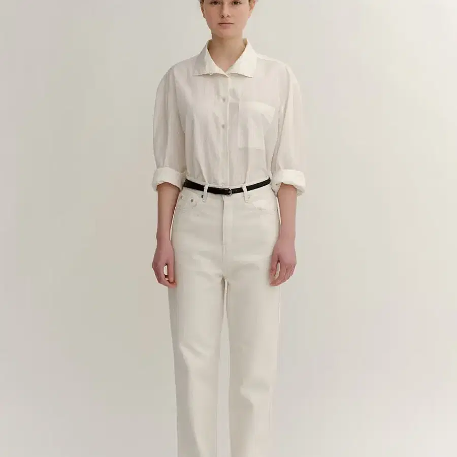 킨더살몬-Despina Cotton Jeans Off-White