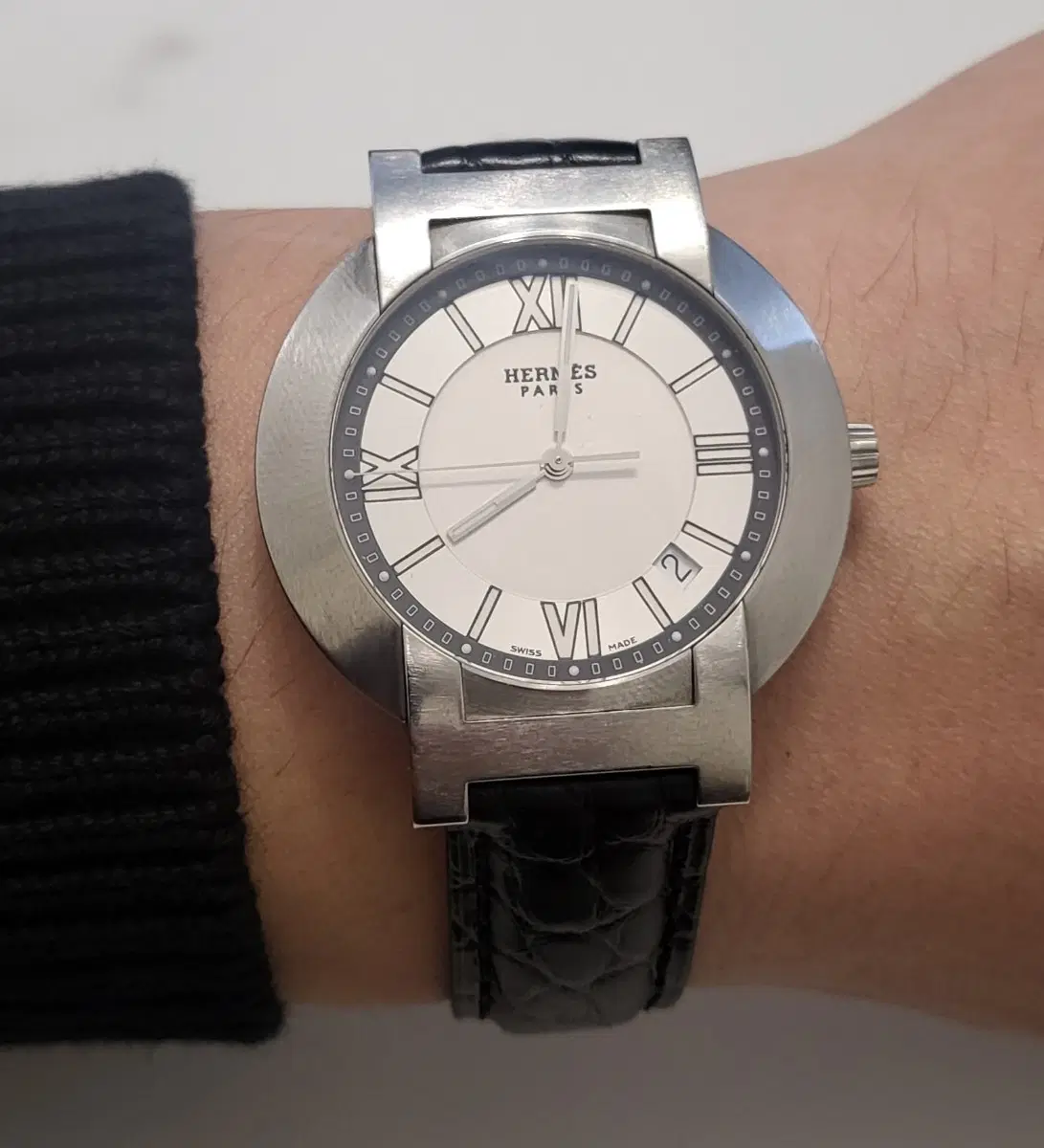 에르메스 노마드 남성 37mm 오토쿼츠 가죽 시계 남자 팔찌
