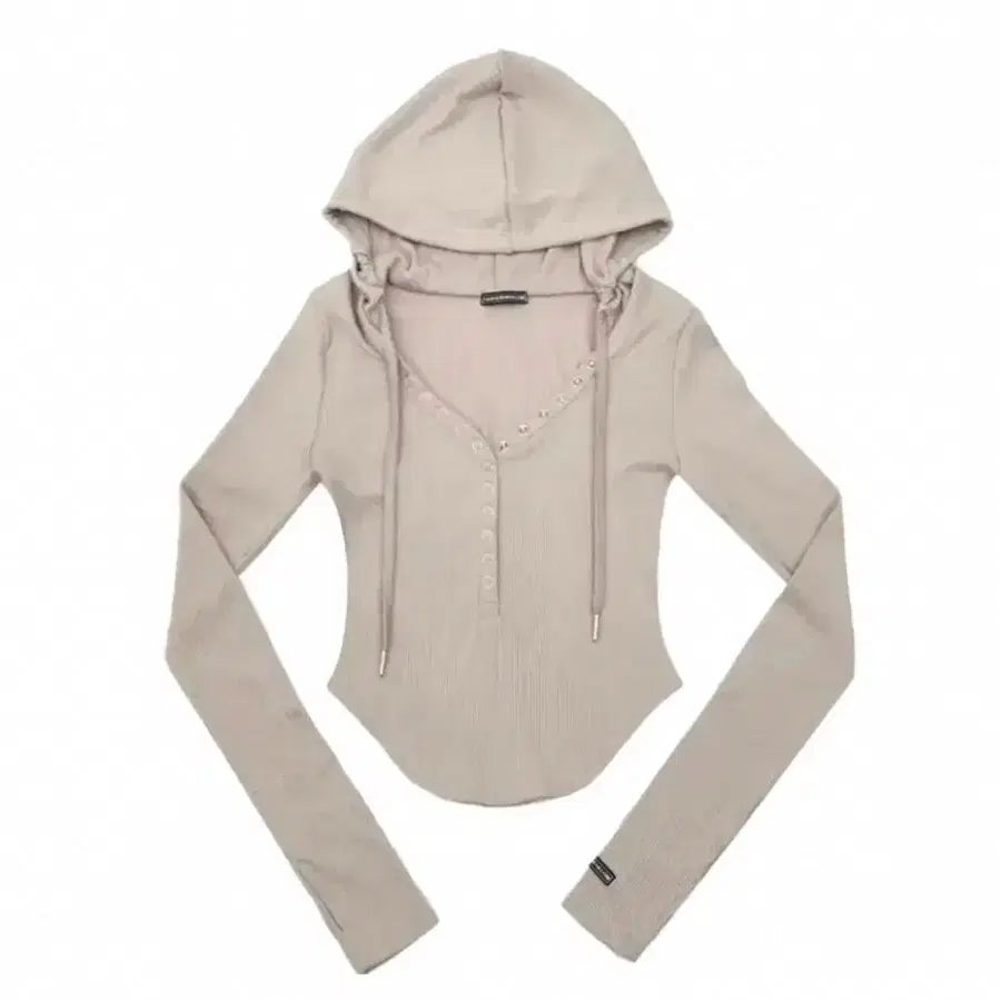 플리즈노팔로우 조이탑 샌드 Joi Ribbed Snap Hoodie Top