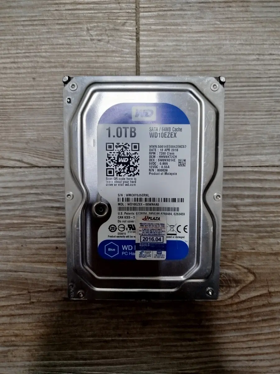 WD 1TB HDD WD10EZEX 제품입니다. 전주시