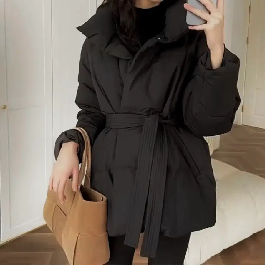 퀼팅 벨트 자켓 블랙 여자패딩 여성패딩 패딩점퍼 패딩자켓 패딩코트 허리끈패딩