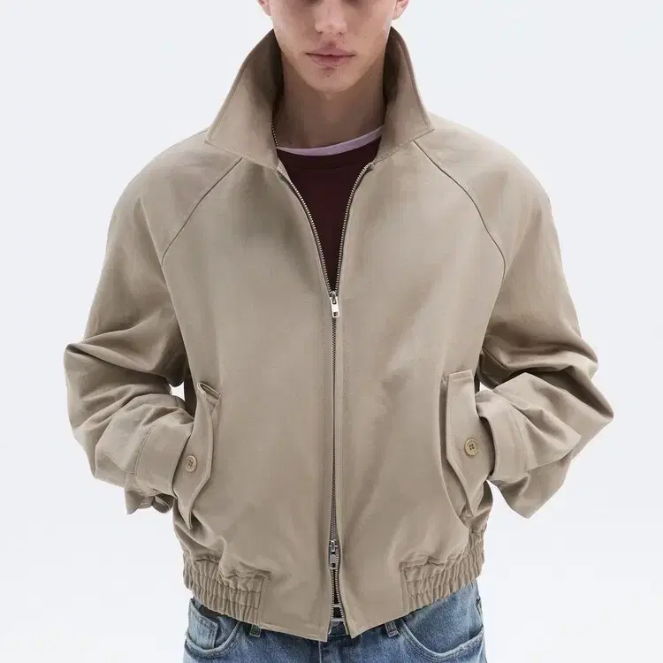 WINDER RAGLAN COTTON CROP BLOUSON - BEIGE L사이즈